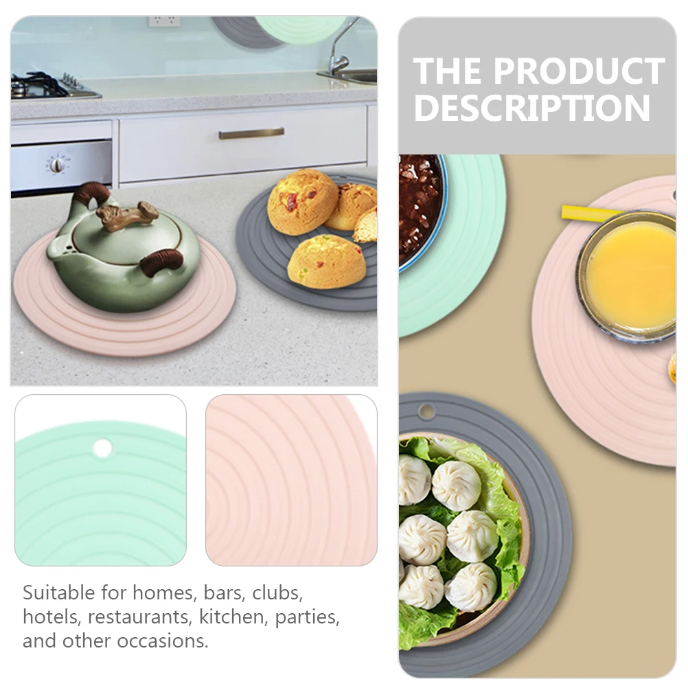 

3pcs Silicone Trivet Mats Heat Insulation Place Mats for Hot Dishes Round Food Grade Pad Casserole Pot Holders Kitchen Bar