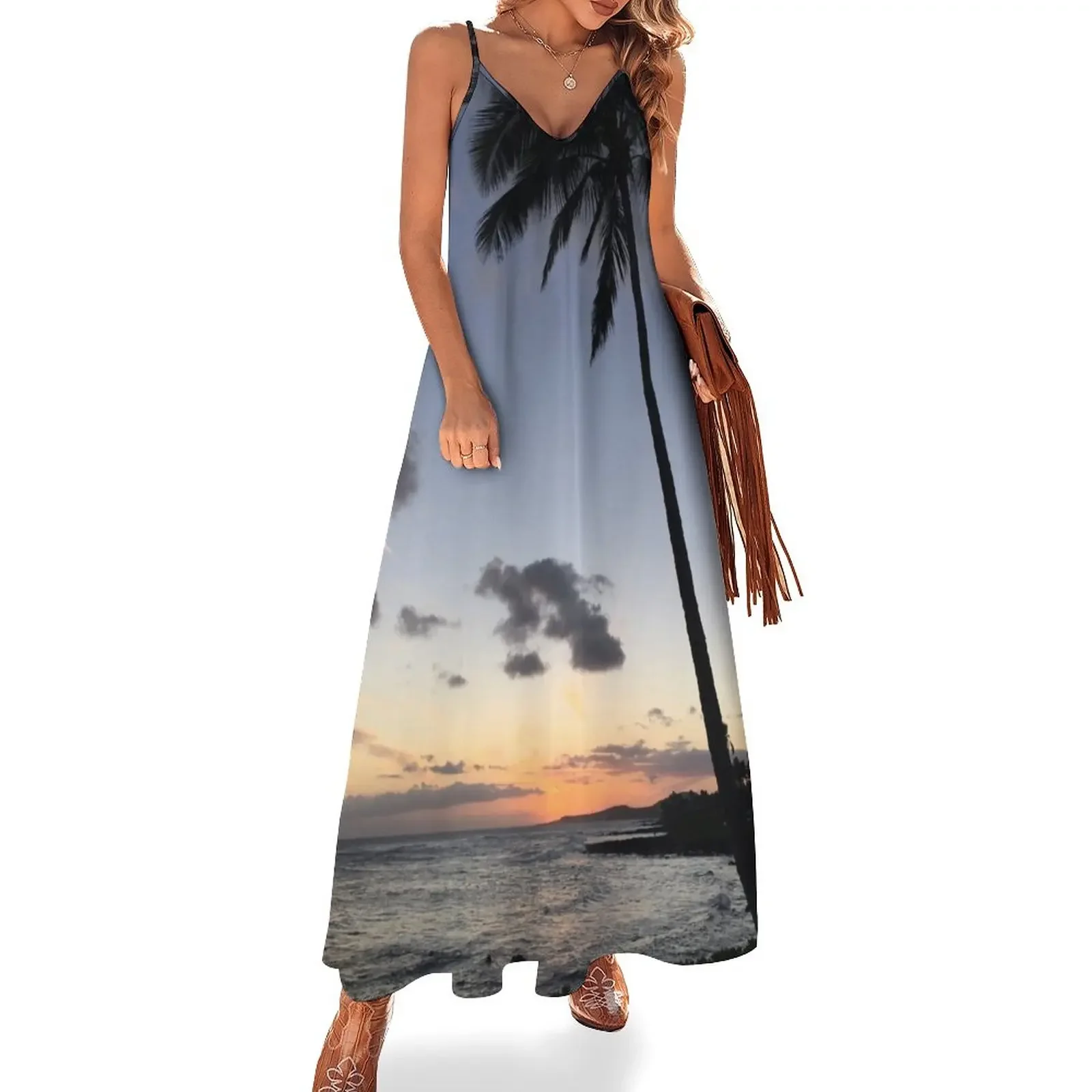 

Hawaii beach Sleeveless Dress long dresses for women Dress women Bridesmaid dress woman Summer skirt