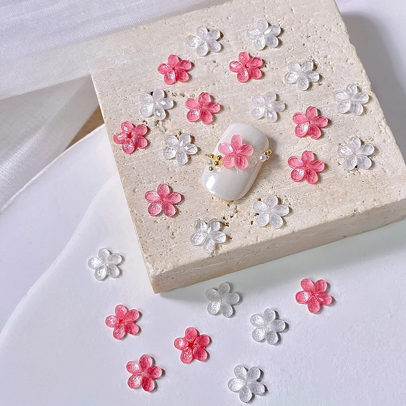 6mm 100pcs/Package Resin Ice Transparent Sparkling Powder Five Petal Flower DIY Jewelry Hair Accessories Handmade Materials