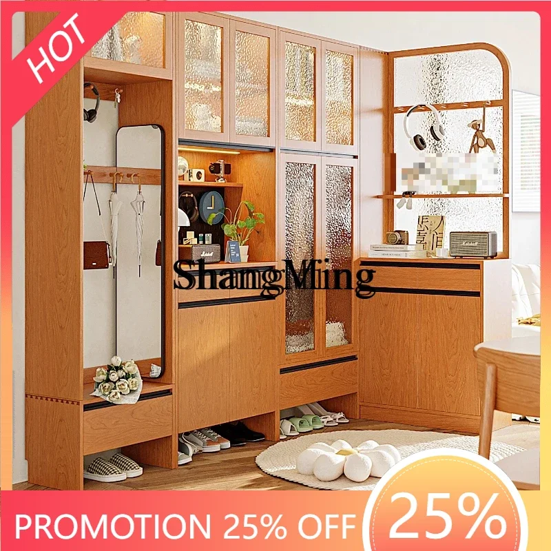 CL  Door Entrance Cabinet Coat Rack Integrated Solid Wood Entrance Living Room Corner Partition Entrance Hall Cabinet