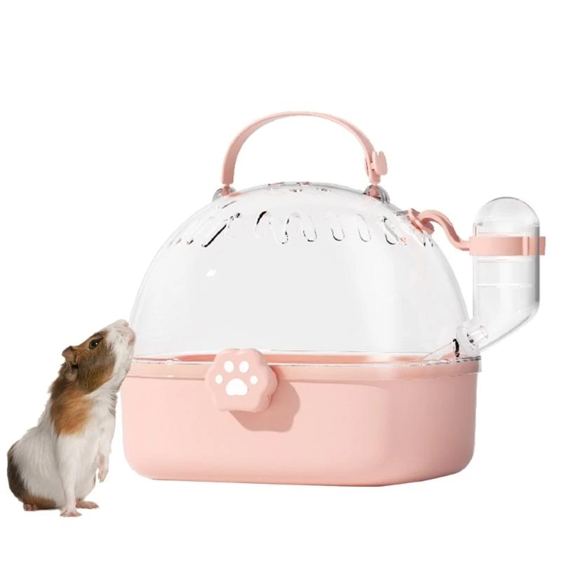Hamster Outdoor Carriers Cage Portable Hamster Cage with Clear Large Cover for Hamster Bird Carrying Pet Supplies
