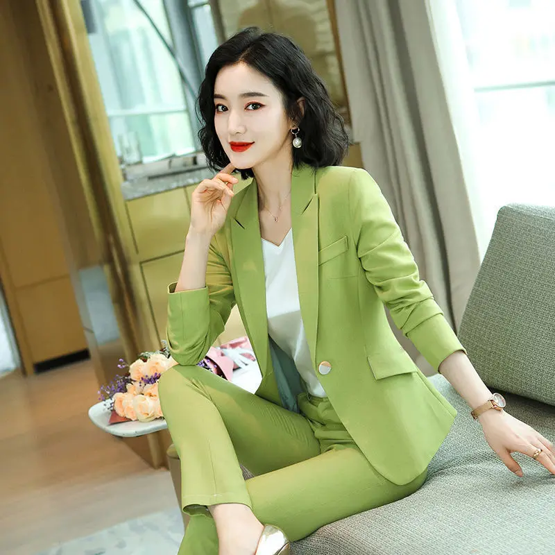 Women\'s 2 Pant Set Fashion Trousers Suits Office Outfits Professional Wear To Work Two Pieces Sets Pants for Woman Blazer and D