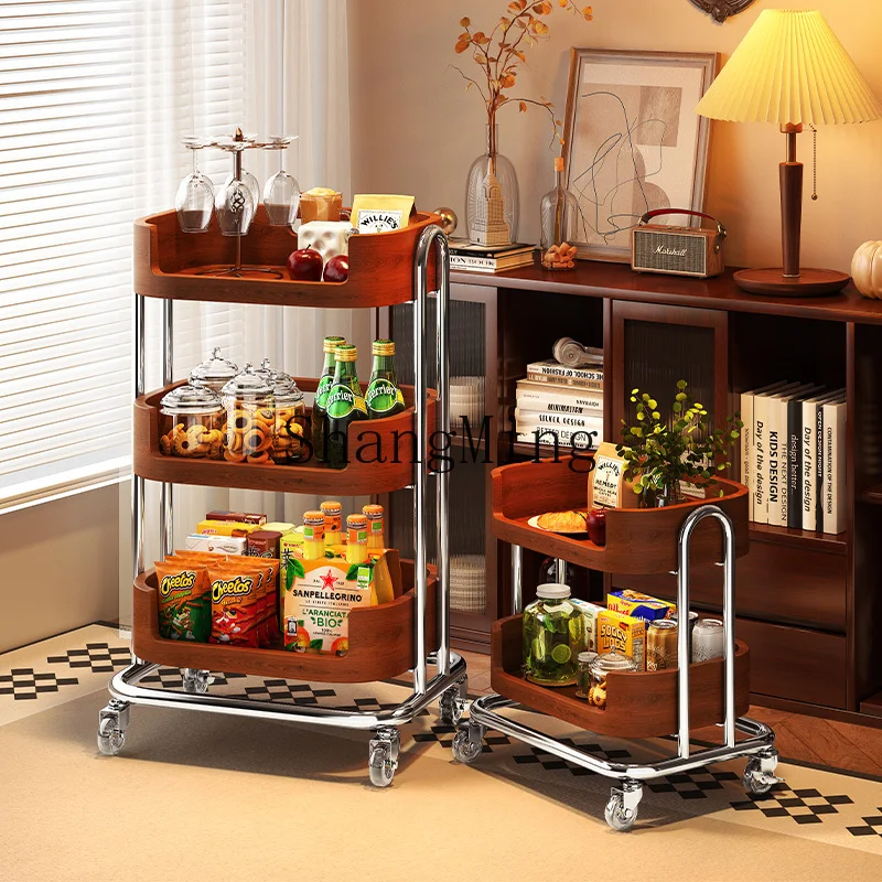

LXY medieval trolley snack rack living room movable kitchen floor fruit and vegetable storage rack