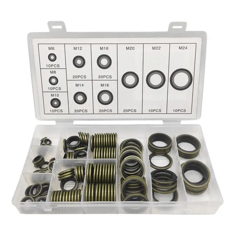 Sealing Washers Multifunction 150Pcs Bonded Washer Kit Copper Washer Assortment Set Copper Metric Sealing Washers Kit For