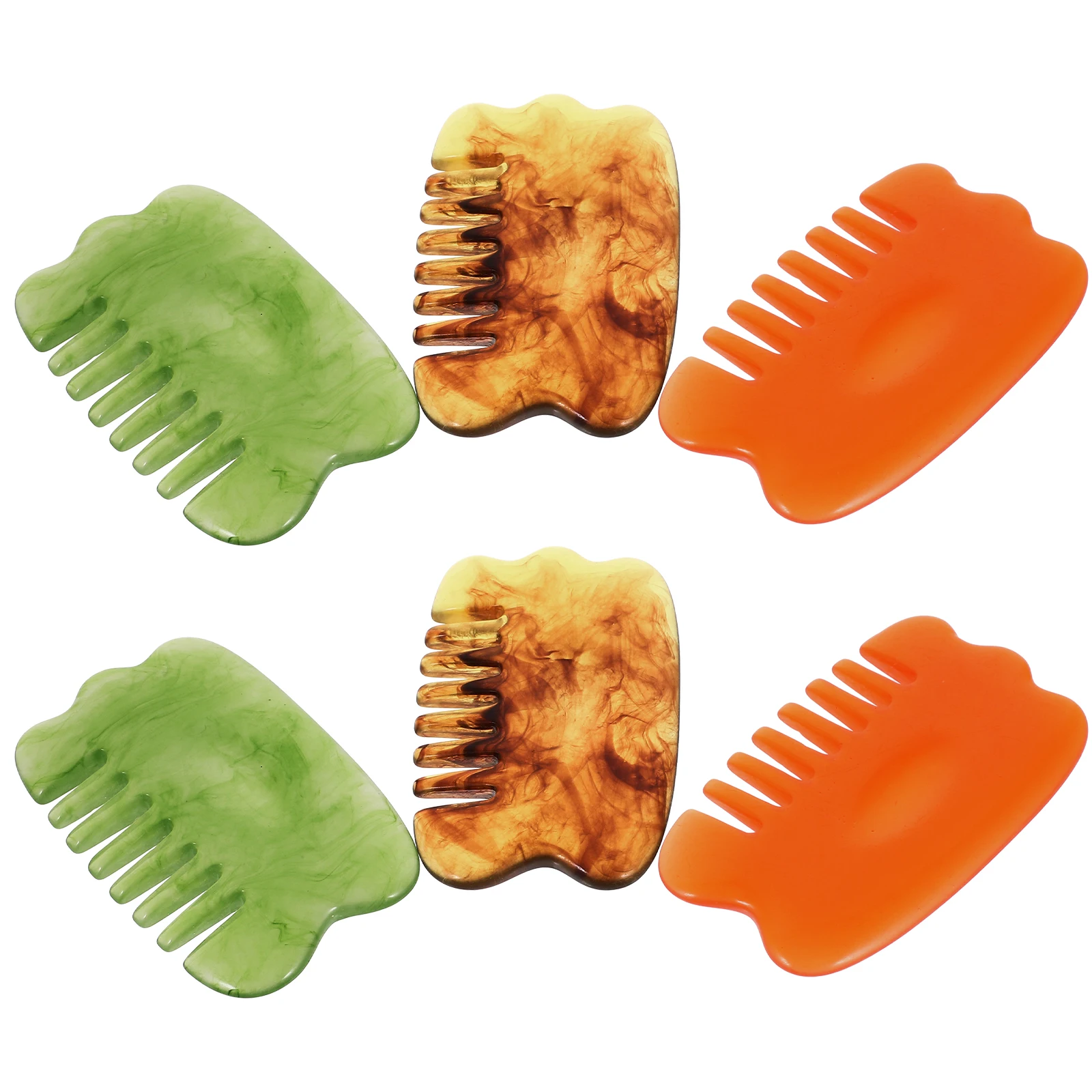 

6pcs Massage Comb Multifunctional Gua Sha Scraping Comb Portable Scalp Massager For Muscle Relaxation Blood Circulation Stress