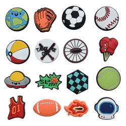 ball game series PVC football rugby basketball volleyball tennis baseball handball hockey shoe charms buckles accessories decor