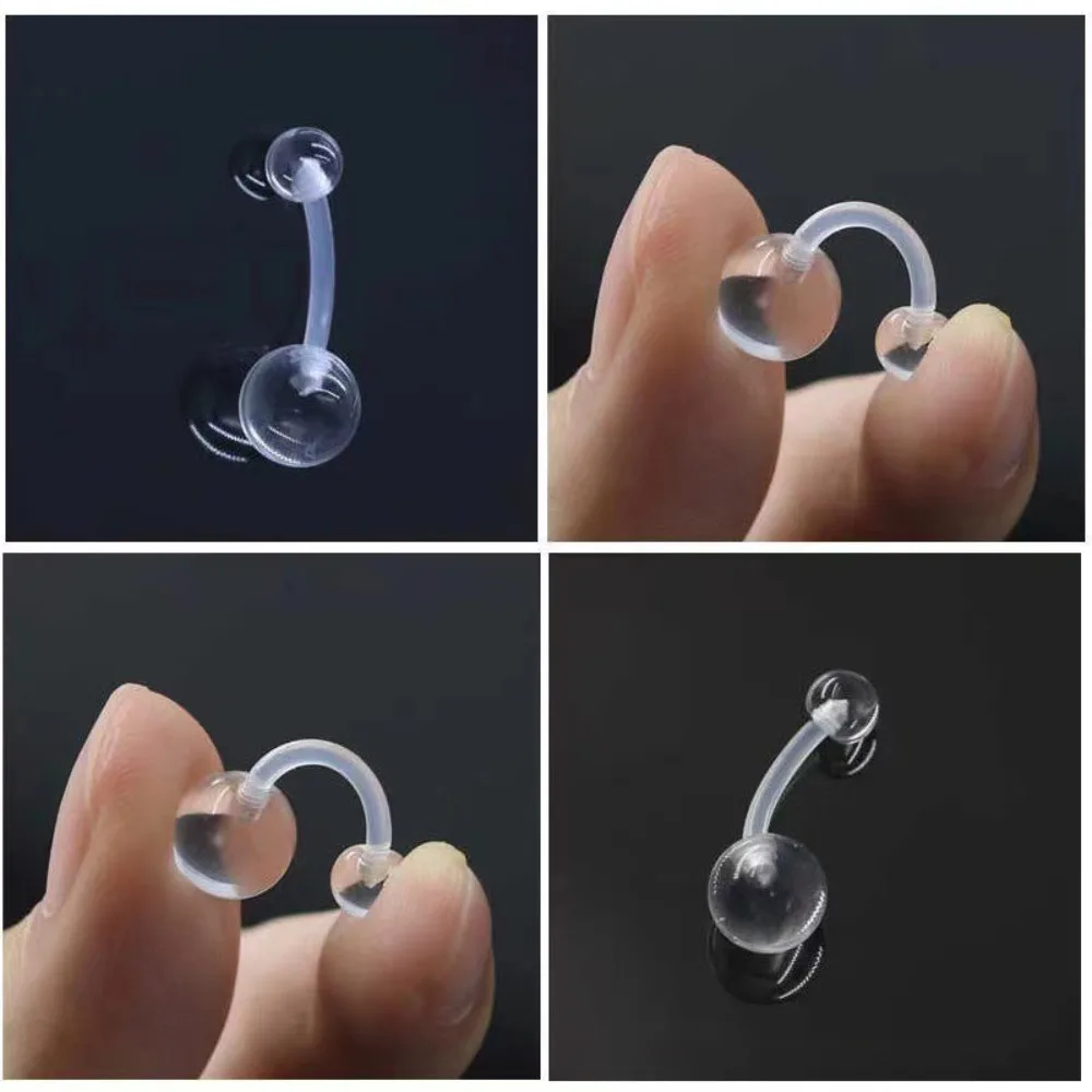Transparent Piercing Retainer Hypoallergenic Clear Acrylic Tongue Stud Screw Flexible Nose Ring Lip Ear Nose Tongue