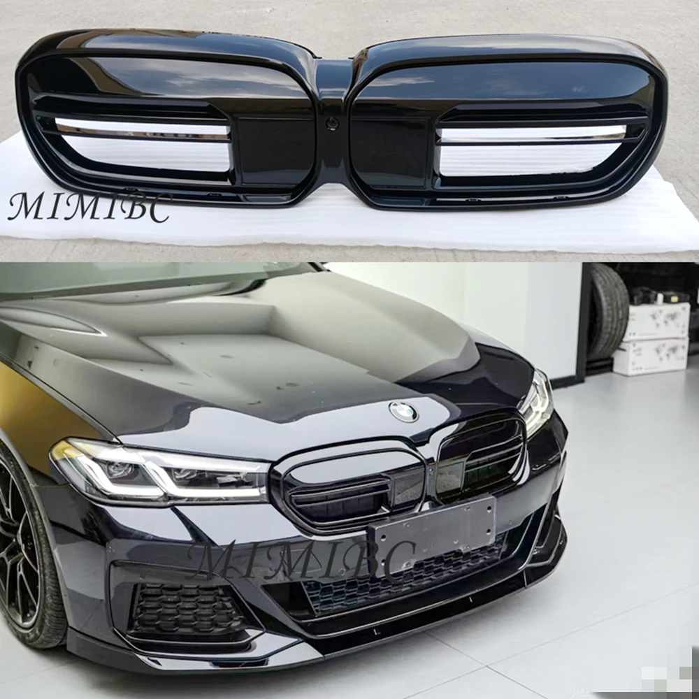 

FOR BMW THE 5 Series G30 G31 LCI Glossy Black ABS M Style Color Plastic Front Bumper Auto Decor Grill Kidney Grille 2021+