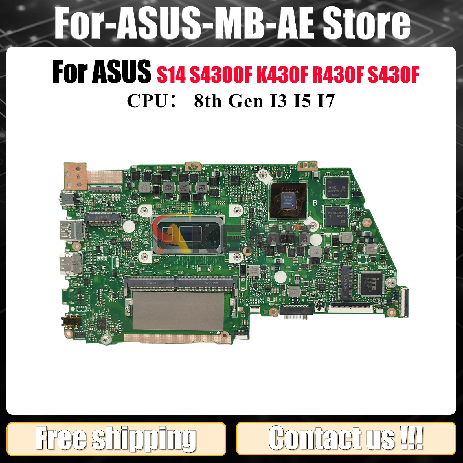 

X430FN Laptop Motherboard For ASUS VivoBook X430F K430F S4300F R430F S14 S430F V430F X430FA X430FN Mainboard With I3 I5 I7 CPU
