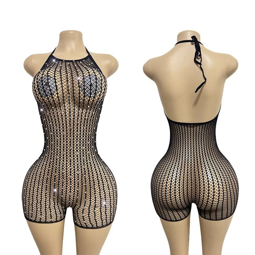 Kadın Halter Yaka, Taş Detaylı - Sexy Mesh Sheer Bodycon Dress incelemesi ve fiyatı
