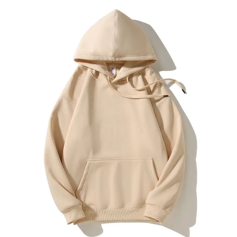 

500g Heavyweight Solid Color Hooded Sweatshirt for Men and Women in Autumn, Plush Thickened Loose Pullover Jacket for Couples