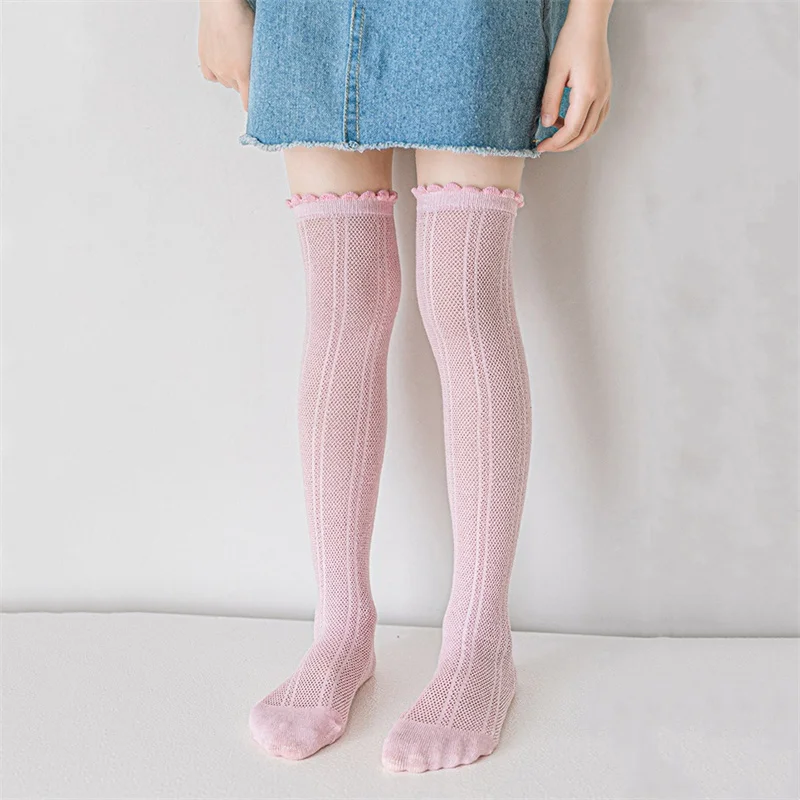 1/2/3pairs Spring Summer Girl's Knee High Long Socks Kids Mesh Breathable School Uniform Accessories Princess Stockings 3-12Yrs