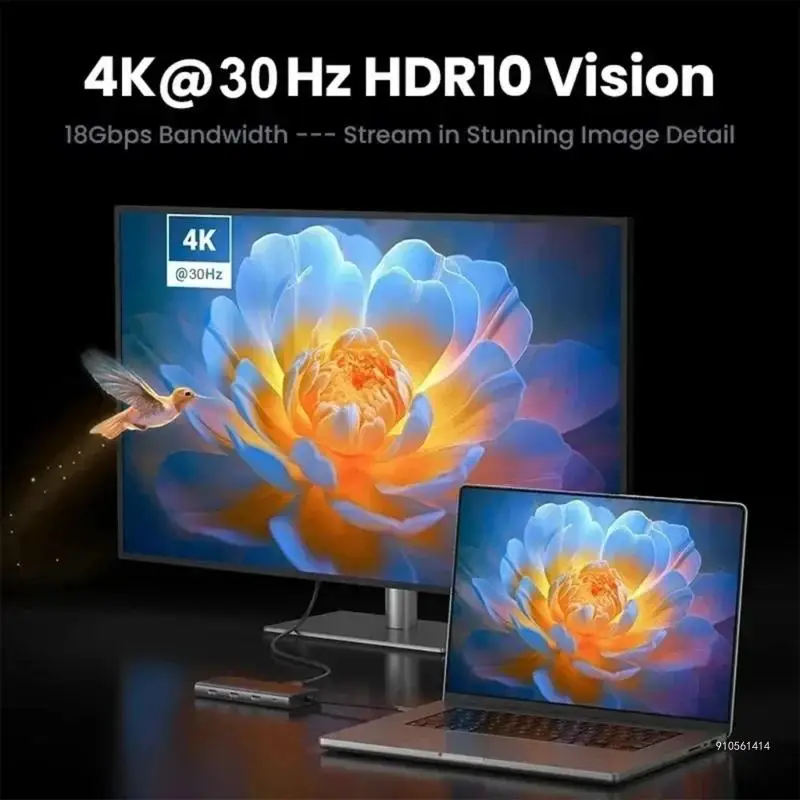 고속 데이터 전송, 이더넷 연결, PC 노트북용 4K30Hz 비디오 지원 기능을 갖춘 범용 10 in 1 USB C 허브