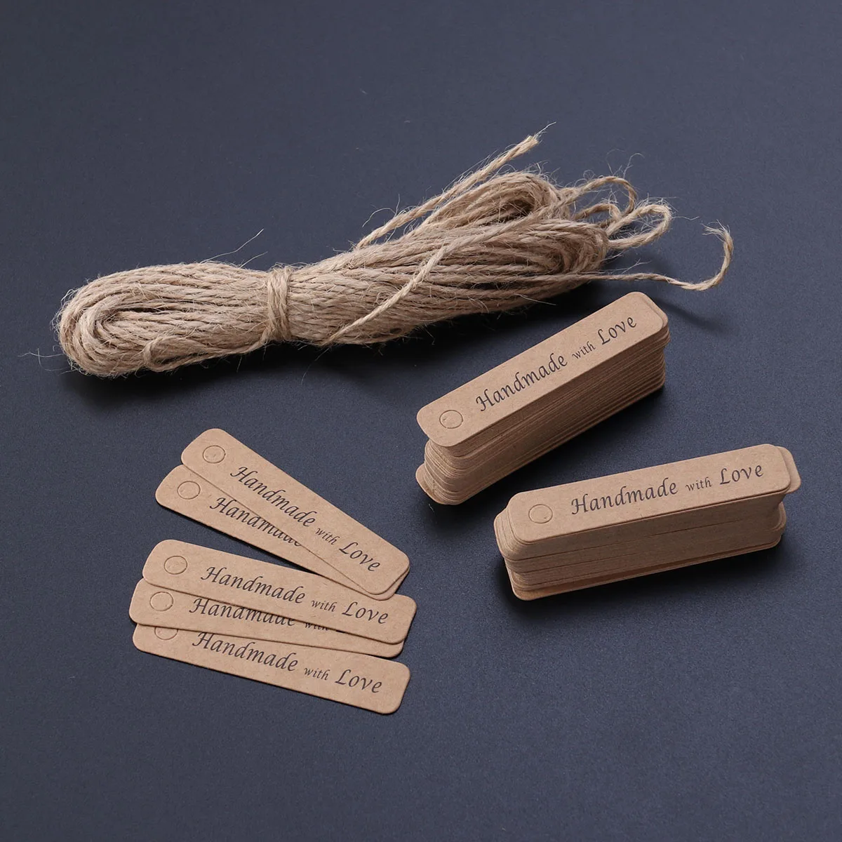 

100pcs Kraft Paper Tags With Strings Durable Wedding Gift Favors Scrapbooking Baking Art Craft Labeling Handmade Hanging Tags