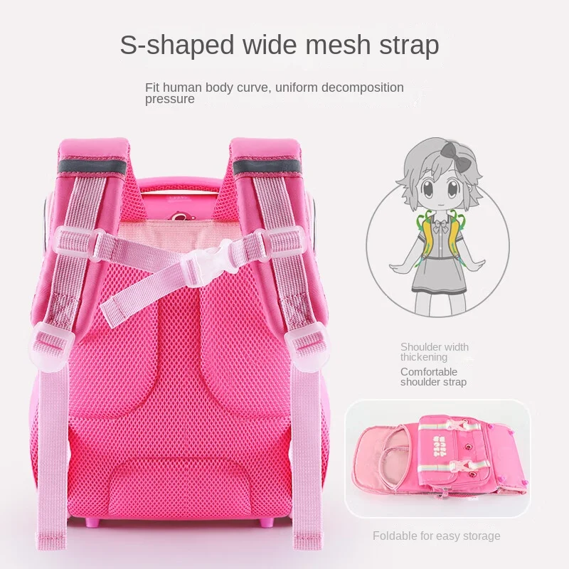 Disney Lotso Girl School Bag Grade 1-3 Primary Student Shoulder Orthopedic Backpack Large Capacity Light Kids Gifts Mochilas