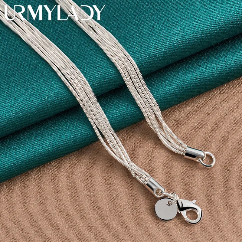URMYLADY 925 فضة خمسة عقد بحلية متدلية على شكل فراشة ثعبان سلسلة قلادة للنساء حفل زفاف مجوهرات الأزياء