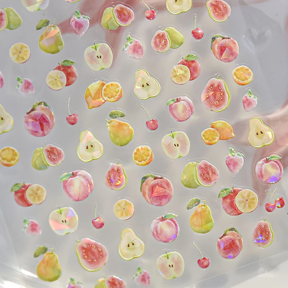 Gelee Erdbeere Kirsche Apfel Nail Art Aufkleber Trockene Blume Niedliche Frucht Cartoon Graffiti Sommer Goldfisch Selbstklebende Maniküre Aufkleber