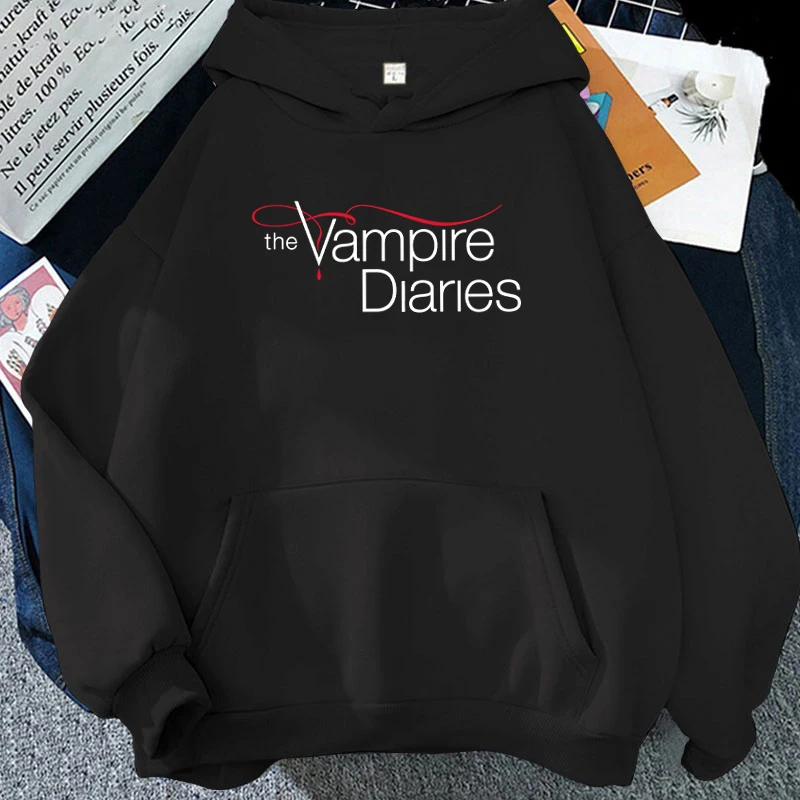 Neuer The Vampire Diaries Print Hoodie für Damen und Herren, lässige Oberteile, Herbst- und Winter-Sweatshirts, langärmelig, Harajuku-Pullover – Detail 2