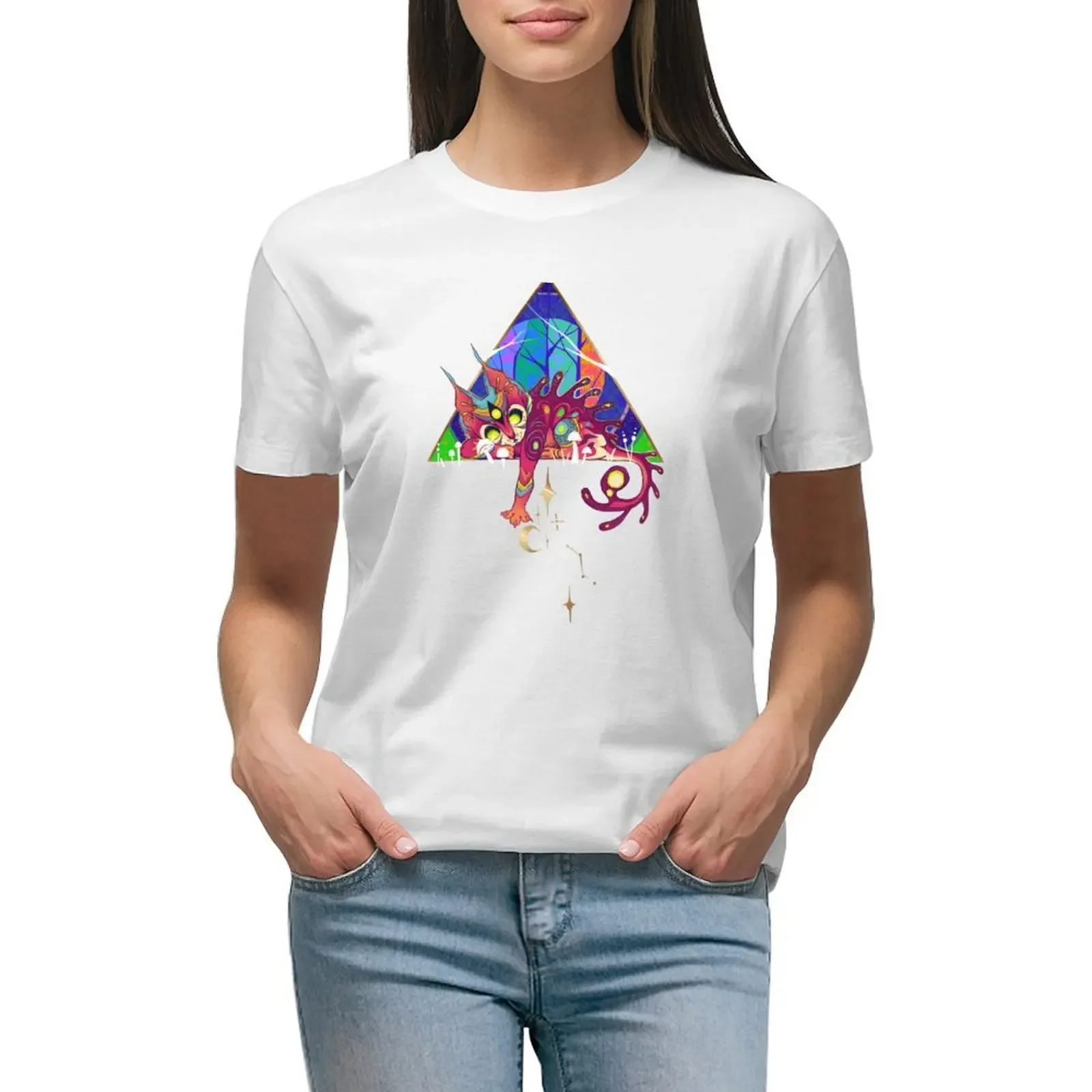 

Strange cat T-shirt cute clothes summer top Woman fashion