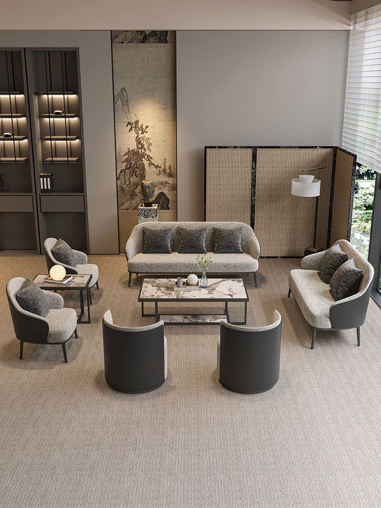 

New Chinese Zen Sales Office Negotiate Sofa Hotel Lobby Rest Area Reception Guest Tea House Table and Chair Combin