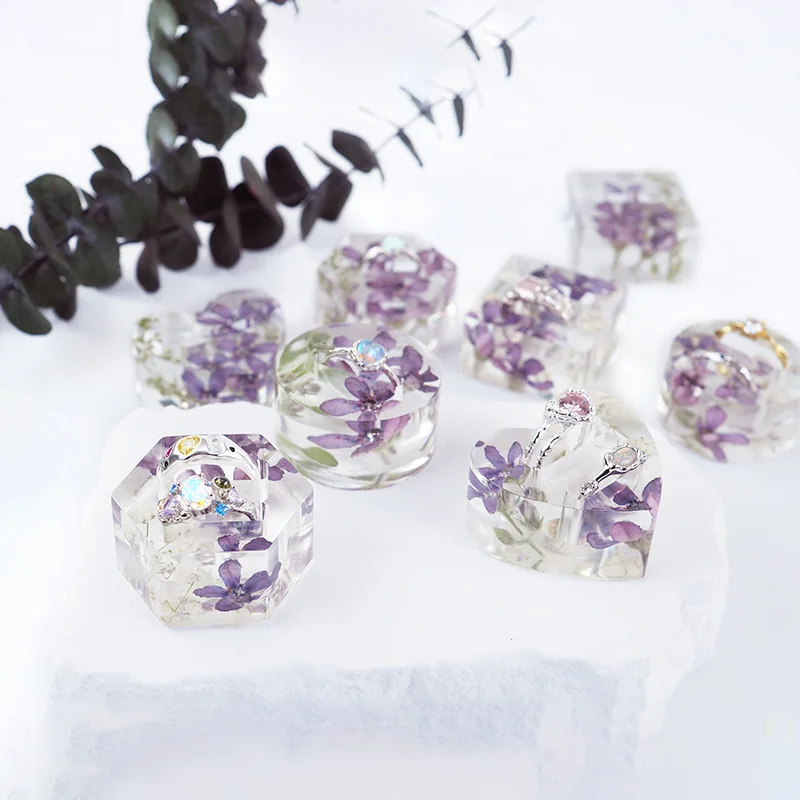 

[YU] Держатель для колец, кристаллическая форма для эпоксидной смолы, круглая шестиугольная форма для любовного кольца, зеркальная силиконовая форма, прочный материал ручной работы, модель