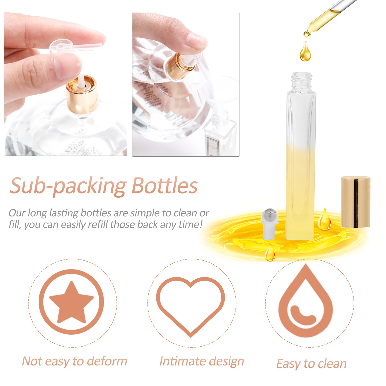 

5 Pcs Roller Ball Bottles Travel Essential Oil Clear Refillable Perfume Glass Small