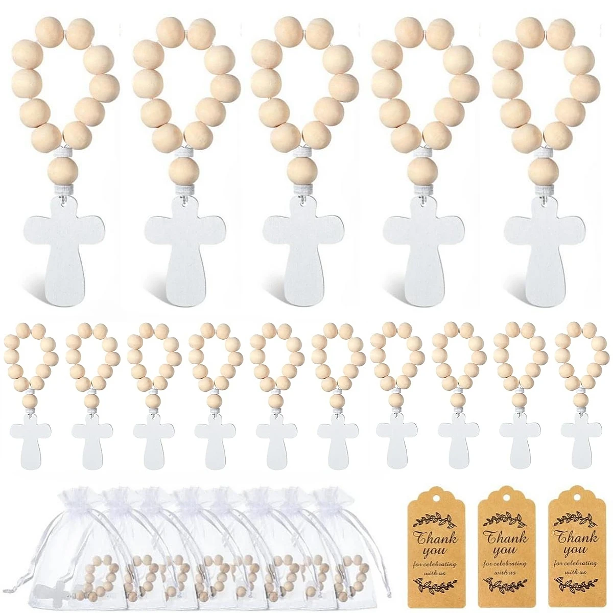 Catholic Wooden Rosary Bead Rosaries with Cross Beads Christening Favors with White bag box for the First Communion Confirmation