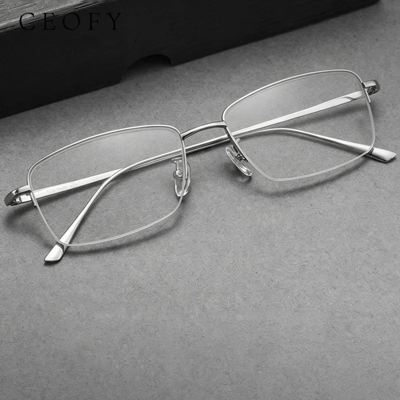 

Ceofy Men Titanium Fashion Eyeglasses Frame Ultra-Light Prescription Myopia Optical Glasses Frame New Men Eyewear