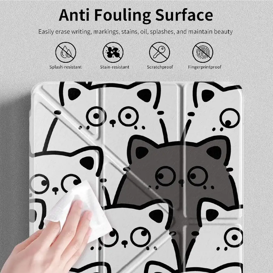 Tablet Case For Samsung Galaxy Tab S10 Lite A8 S9 Plus S7 FE S8 A11 A9 Plus With Pen Slot Cover Cute Cartoon Kitty