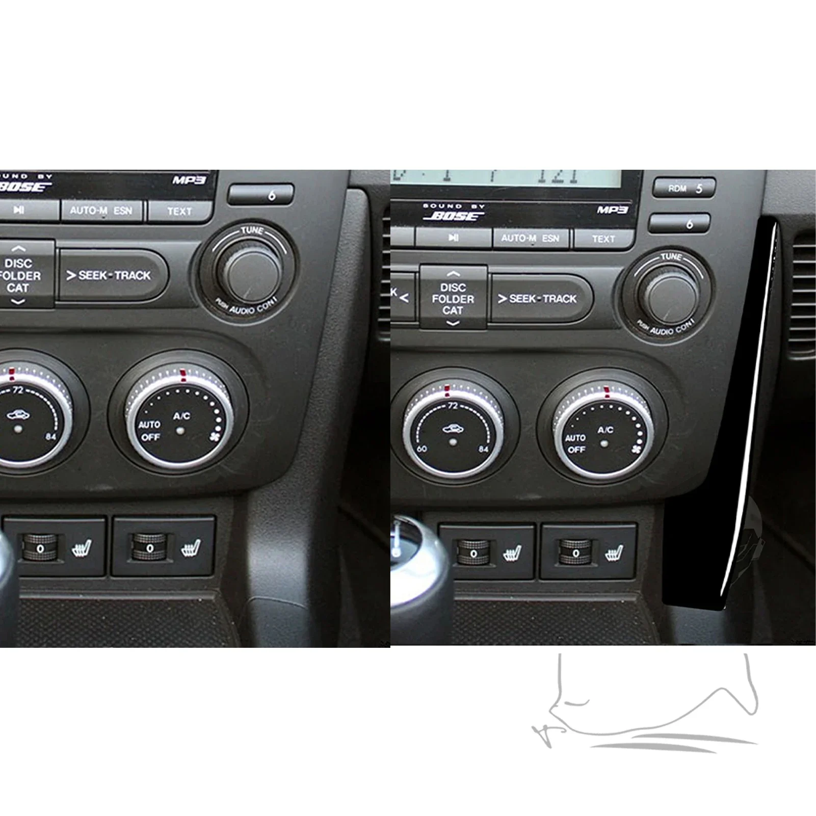 Para Mazda MX5 Miata 2009-2015 accesorios coche negro engranaje Interior Control Central CD salida de aire embellecedor pegatina de plástico