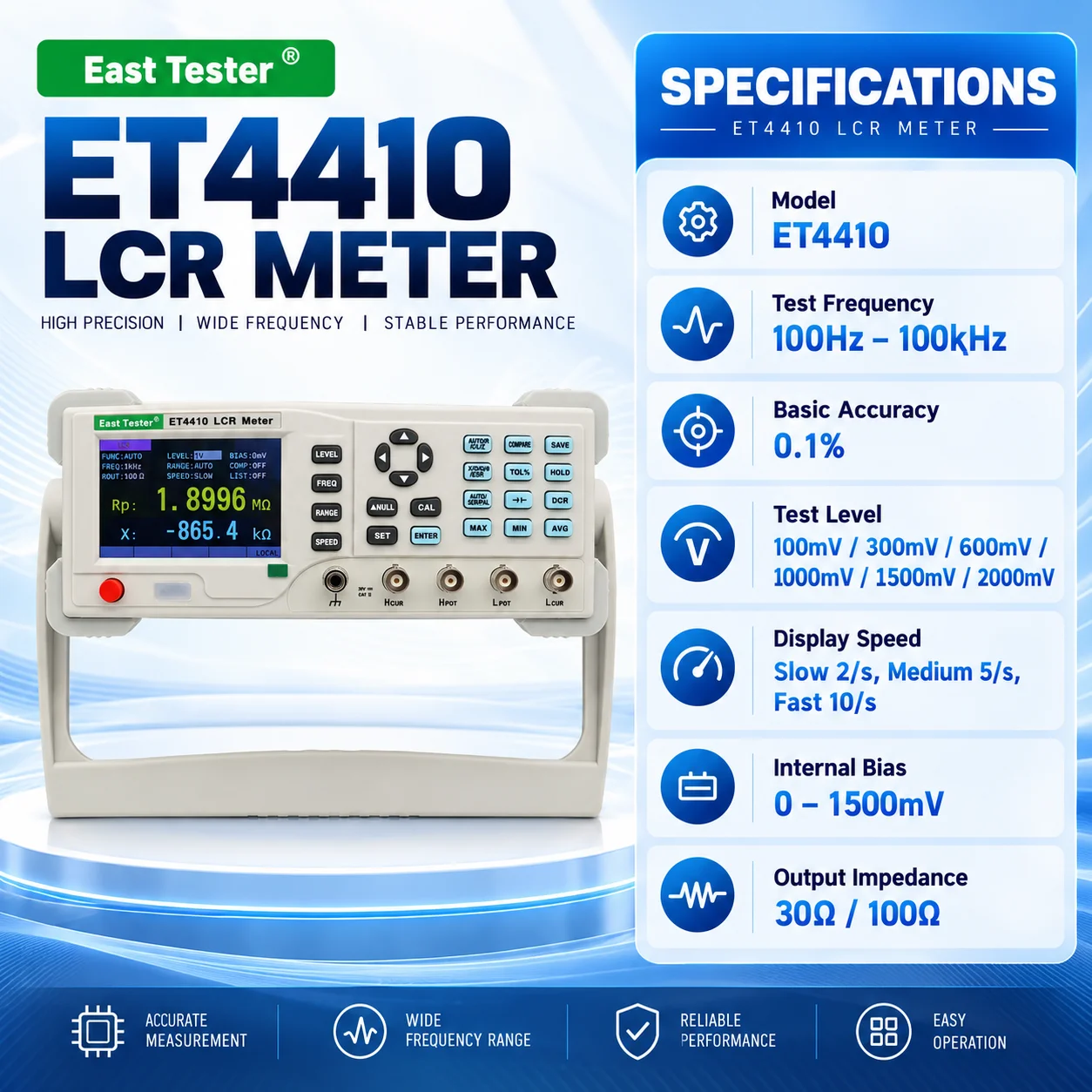 Digital LCR Meter, ET4410/ET4401, 100Hz-100kHz, Inductance Capacitance Resistance Tester