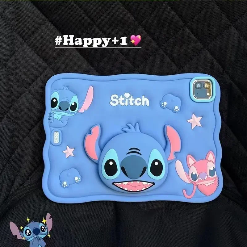 Kawaii Stitch Silicon Handle Stand Cover For iPad Air 456 Cover for iPad Pro 10.5 Mini 4 5 6 10.2 Inch 2018 2017 9.7 Funda Case