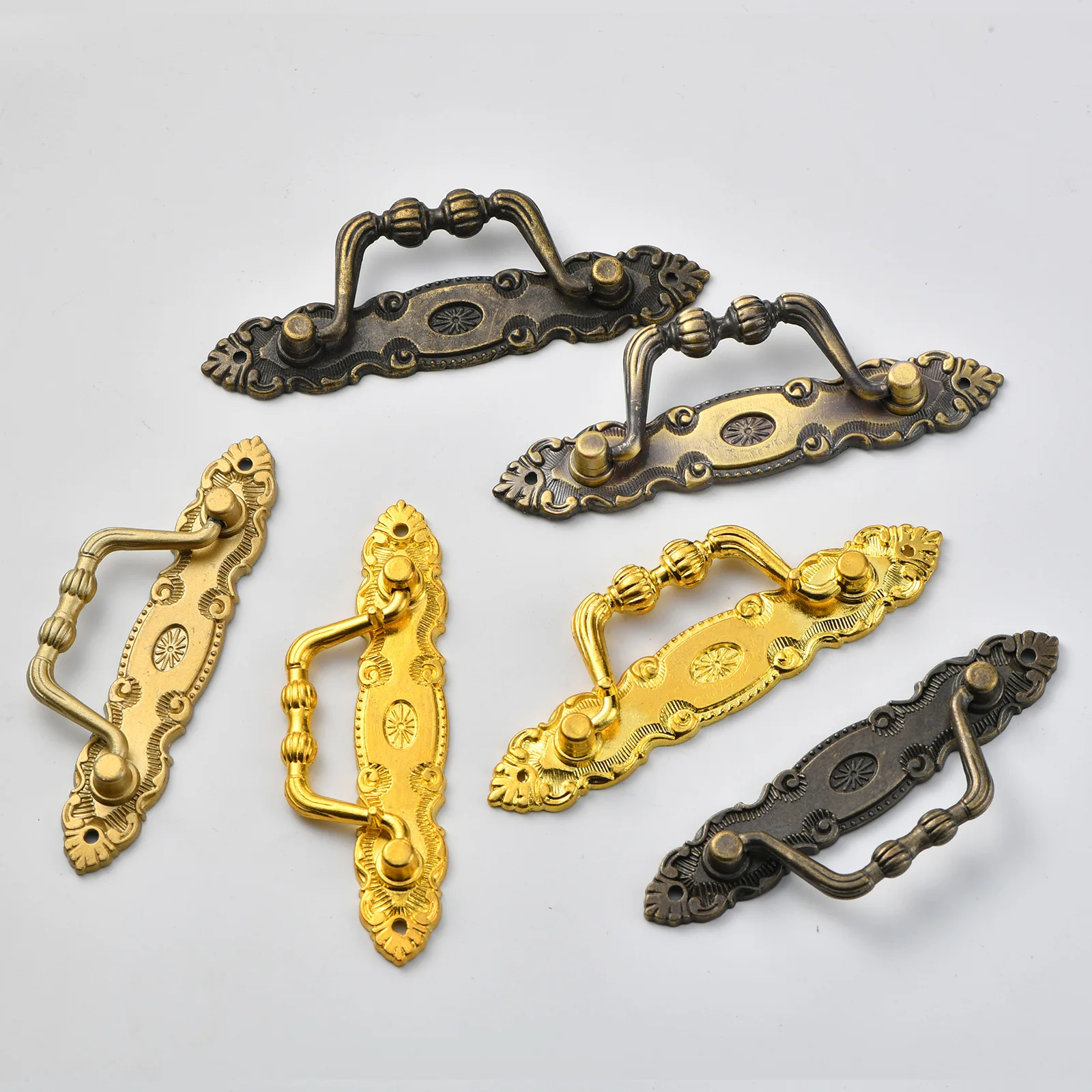 European drawer small pull handle retro simple cabinet door cabinet handle bronze, wooden box, wooden box handle