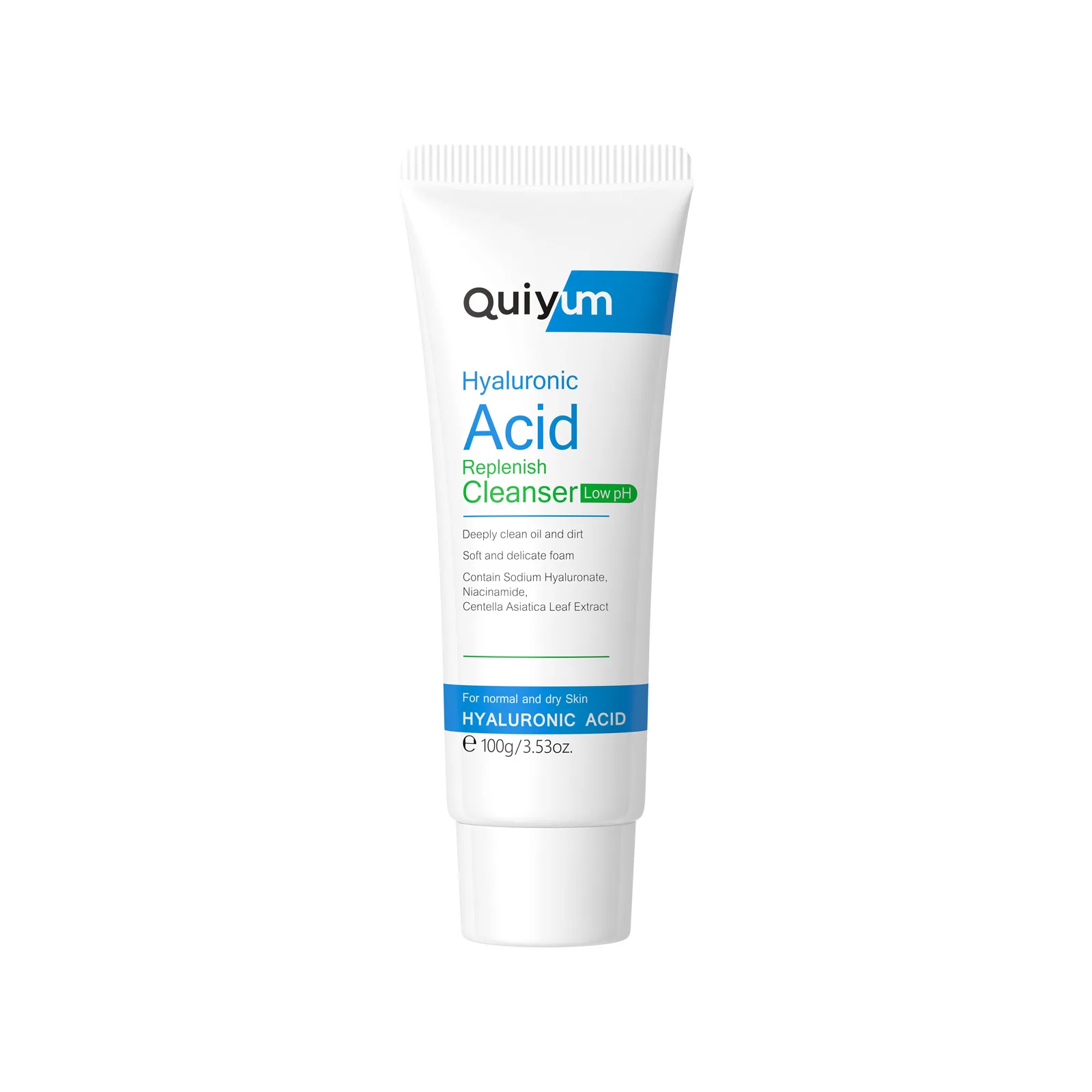 

QUIYUM 100g Hyaluronic Acid Facial Cleanser, Weakly Acidic Gentle Face Wash for All Skin Types, Deep Cleansing Pore Minimizing