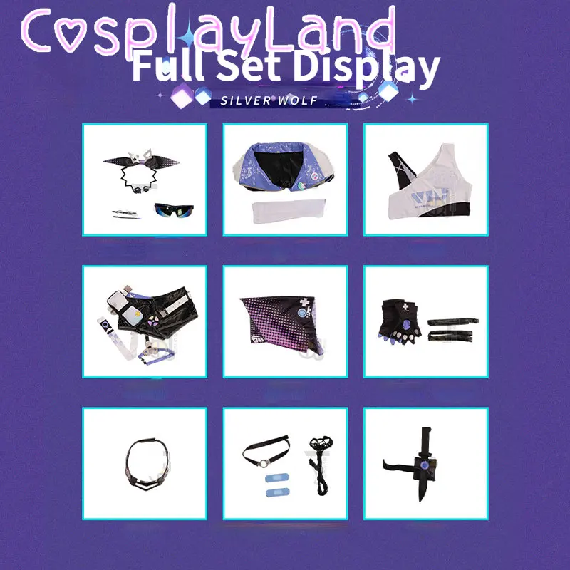 Honkai Star Rail disfraz de Cosplay de lobo plateado, uniforme de juego, gafas, pendientes, cazador de Stellaron, Hacker, traje de fiesta de Halloween para mujer