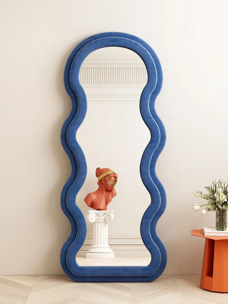 Online celebrity wave full-length mirror home girl bedroom floor-to-ceiling mirror ins wind irregular dressing and fitting