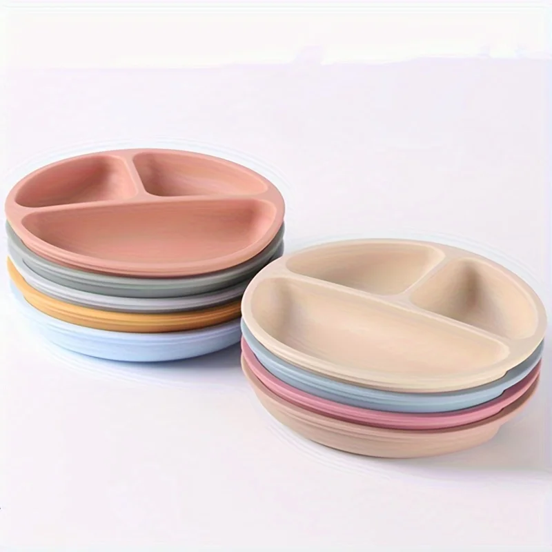 Silicone Dining Plate for Babies with Suction Toddler Training Feeding Dish Retro Kids Smile Face Bowl Safe Children Tableware