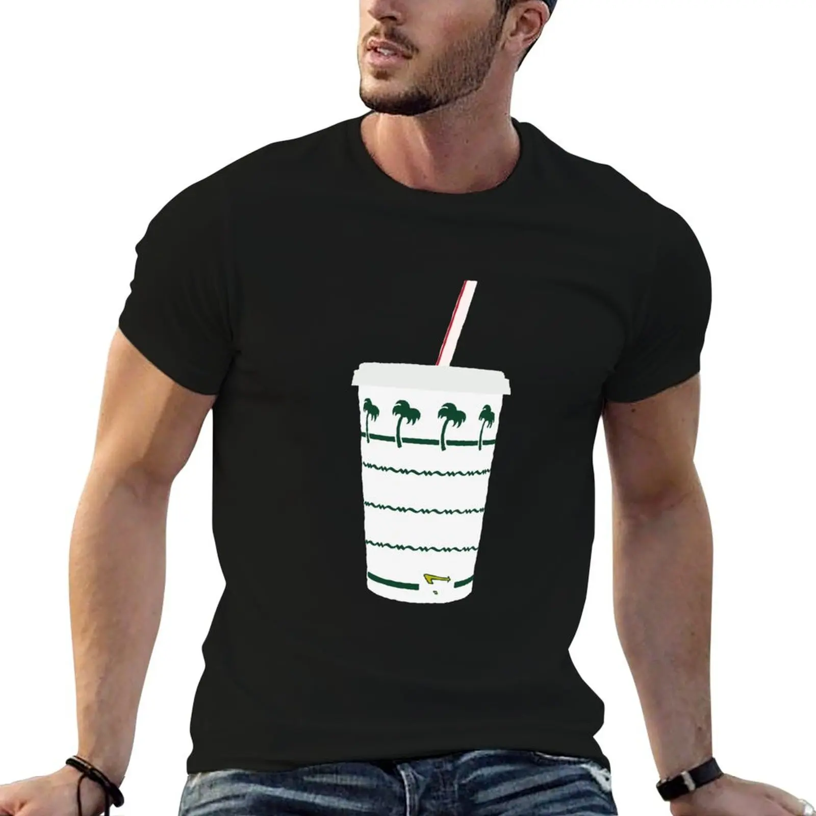 In n Out Burger Shake Cup T-Shirt Big Size Crew Neck T-Shirt