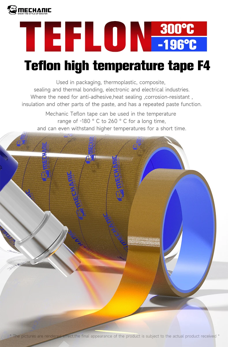 F4 Teflon high temperature tape 300° C Chemical sealing wire insulation waterproof machine equipment protective tape