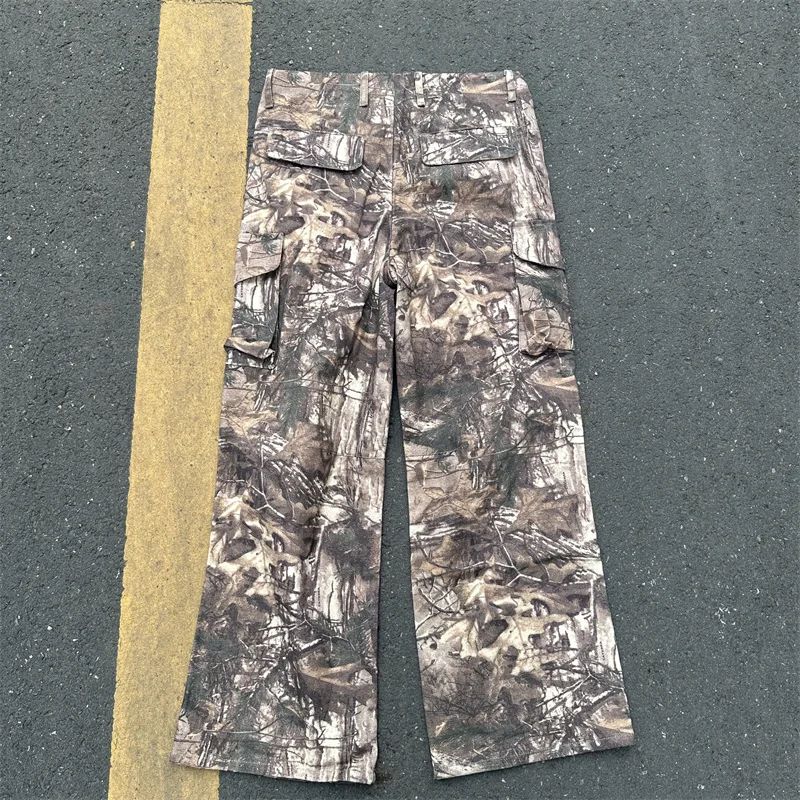 New Mens Womens Vintage Work Pants Hunting Camouflage Maple Leaf Straight Multi-Pocket Brand Casual Pants