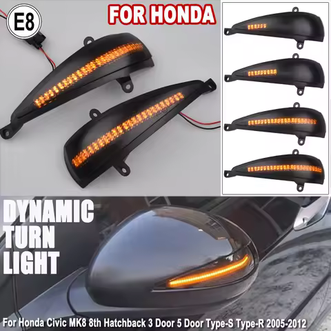 Led Side Wing Mirrors Turn Signal Light Indicator Lamp for Honda Civic 8th MK8 Type-S Type-R FN 1 2 3 FK 1 2 3 Dynamic Blinker
