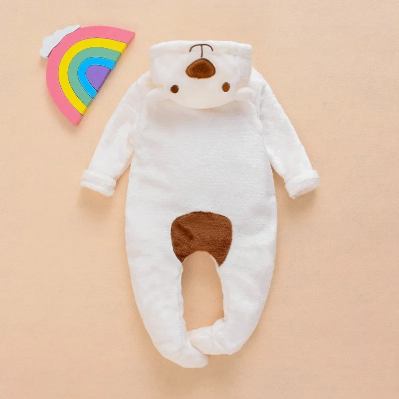 Winter Baby Clothes Cute Cartoon Bear Baby Rompers Pajamas Cotton Infant Boy Girls Animal Costume Zipper Jumpsuit 0-24 Months