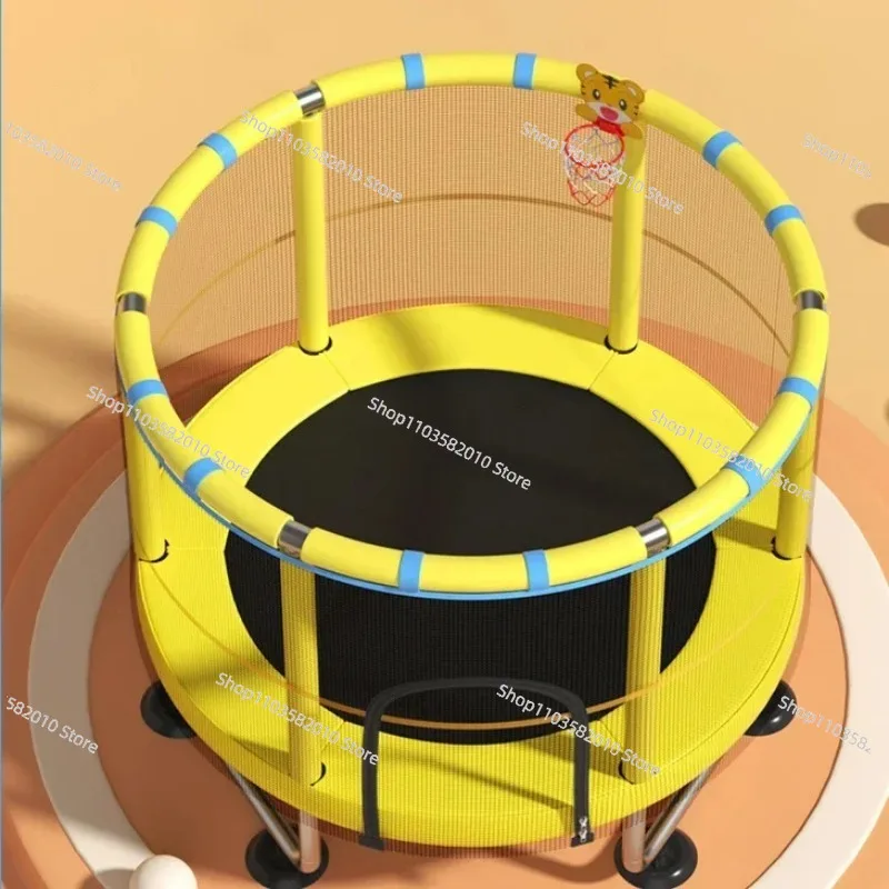 1.4m Diameter Indoor Trampoline with Safety Net, Bounding Table for 1-3 Kids Children's Birthday Gift Toy Set