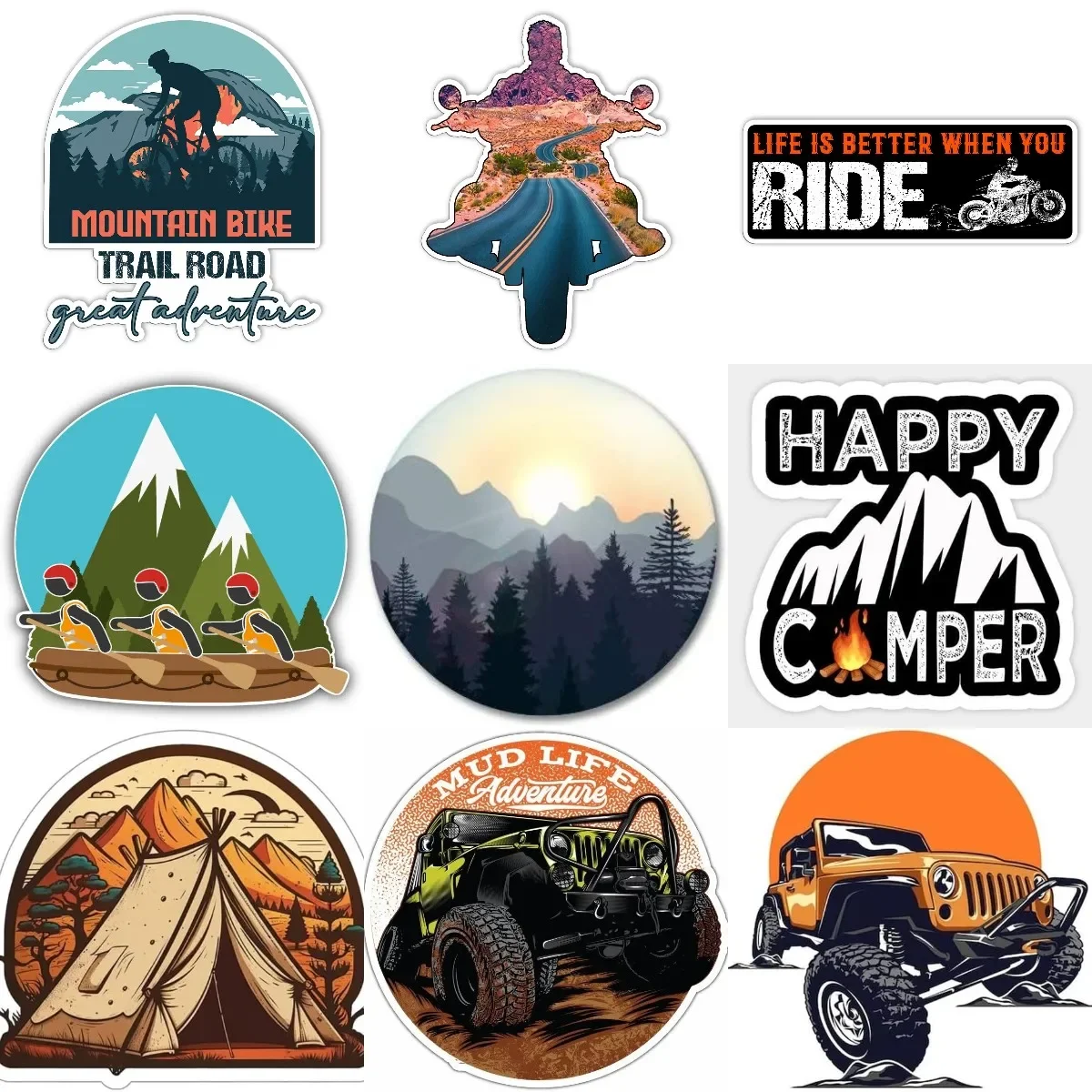 

Adventure Camping Creative Emblem PVC Waterproof Stickers Accessories for Decorate Car Van Camper Off-road Table Bicycle Wall