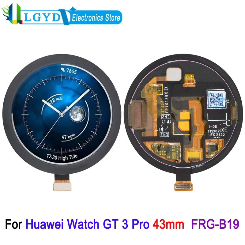 1.32'' AMOLED Screen for Huawei Watch GT 3 Pro 43mm Ceramic FRG-B19 Smartwatch Display Touch Screen Full Assembly Replacement