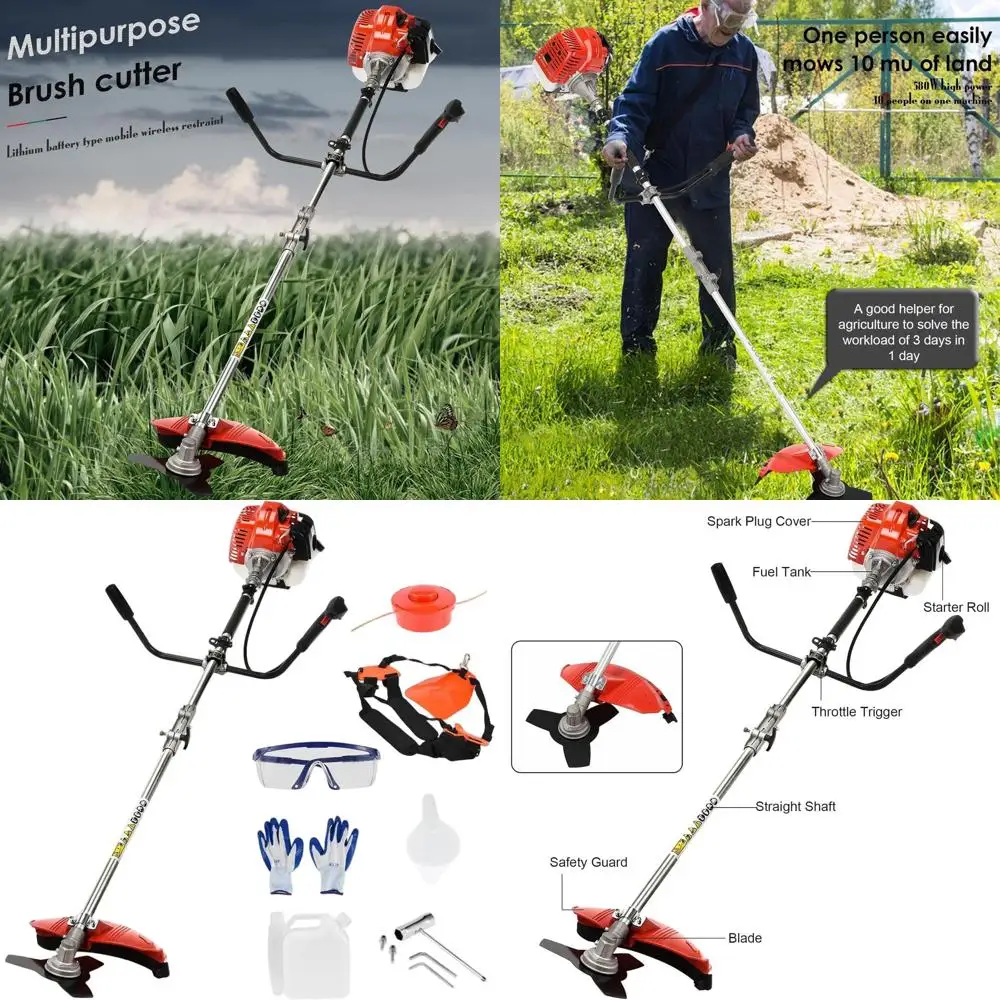 

Бензиновый триммер 2-тактный, красный, для ухода за газоном и садом, для удаления сорняков