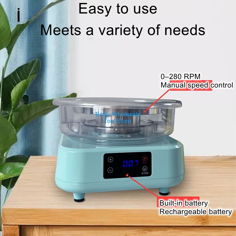 Ceramic Tabletop Pottery Wheel, Portable Battery-Powered Pottery Wheel, Smart Scribing Machine, Ceramic Painting Machine