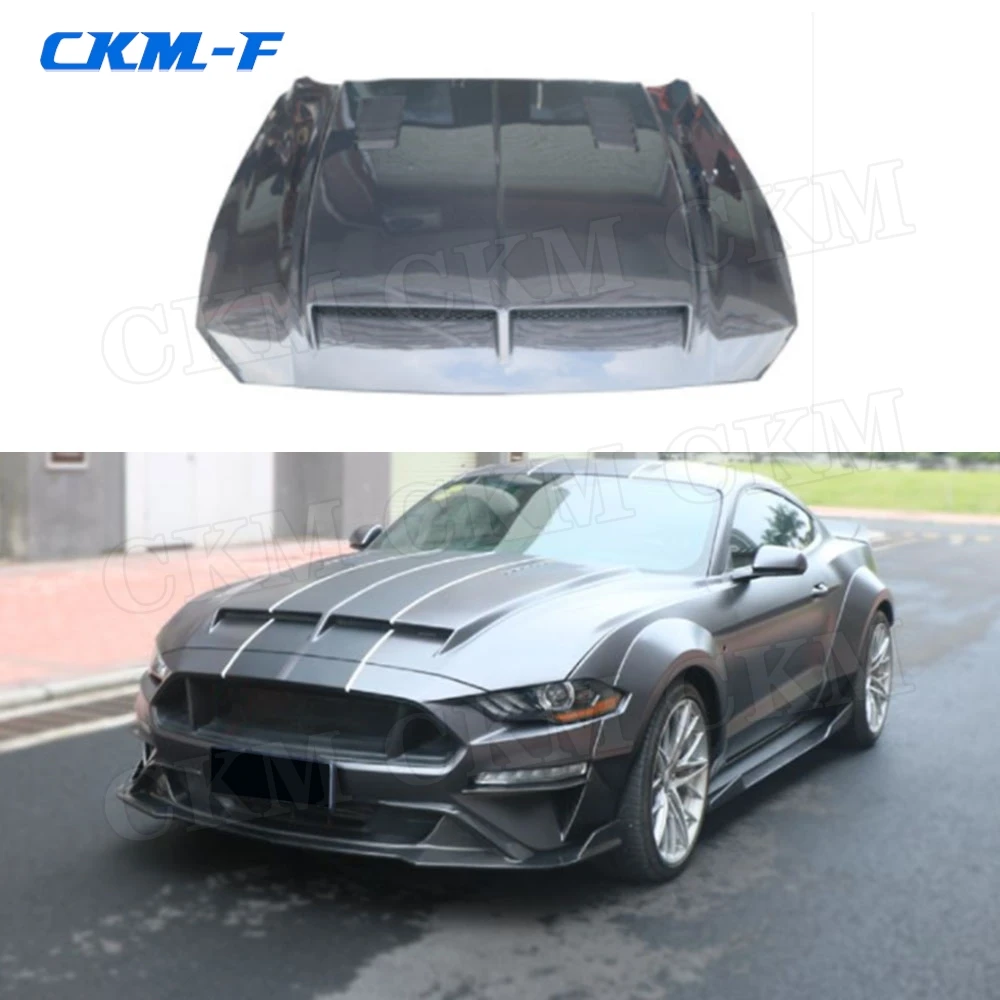 

Декоративный кожух двигателя из карбона/стеклопластика, неокрашенный, черный, для Ford Mustang 2.3 5.0 2018 года и новее, для стайлинга автомобиля