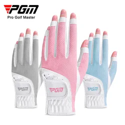 PGM 1 Pair Women's Open Finger Golf Gloves Breathable Mesh PU Sunscreen Finger Cover Left and Right Hand ST032