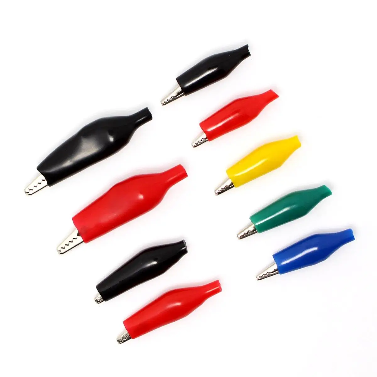 20pcs Red/Black/Yellow/Green/Blue Insulated Soft Plastic Coated Alligator Clip Test Jumper Probe Crocodile Clips 36.5mm CL4710 S